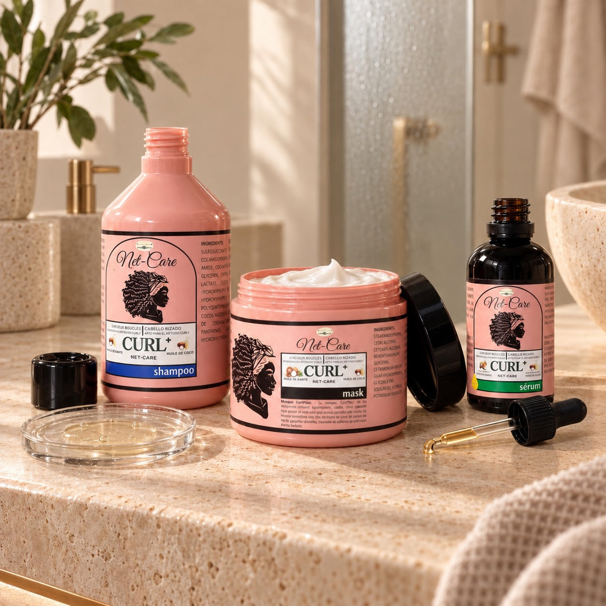 Routine complète CurlyPlus NET CARE pour cheveux bouclés