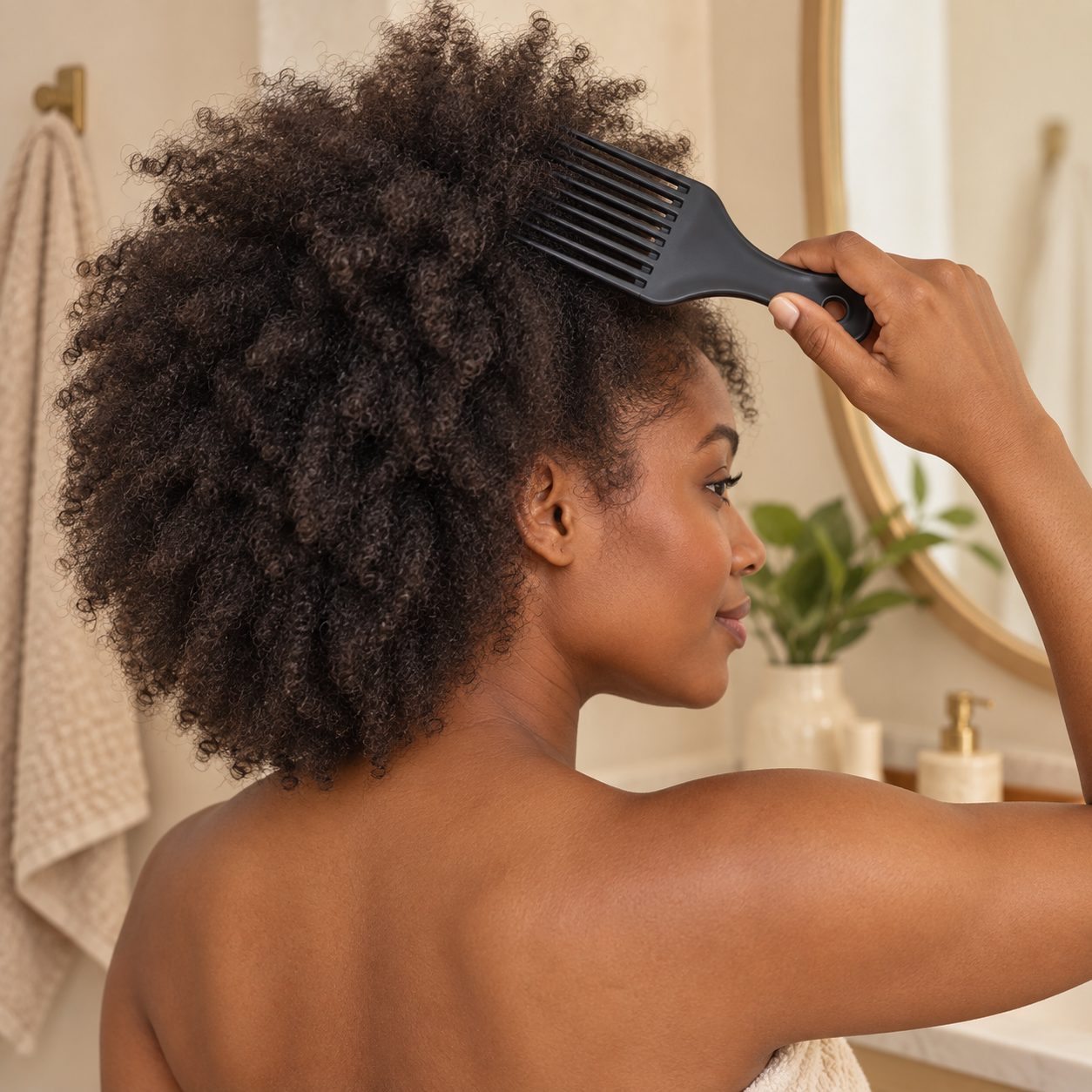 Peine afro Net-Care utilizado para levantar el cabello natural