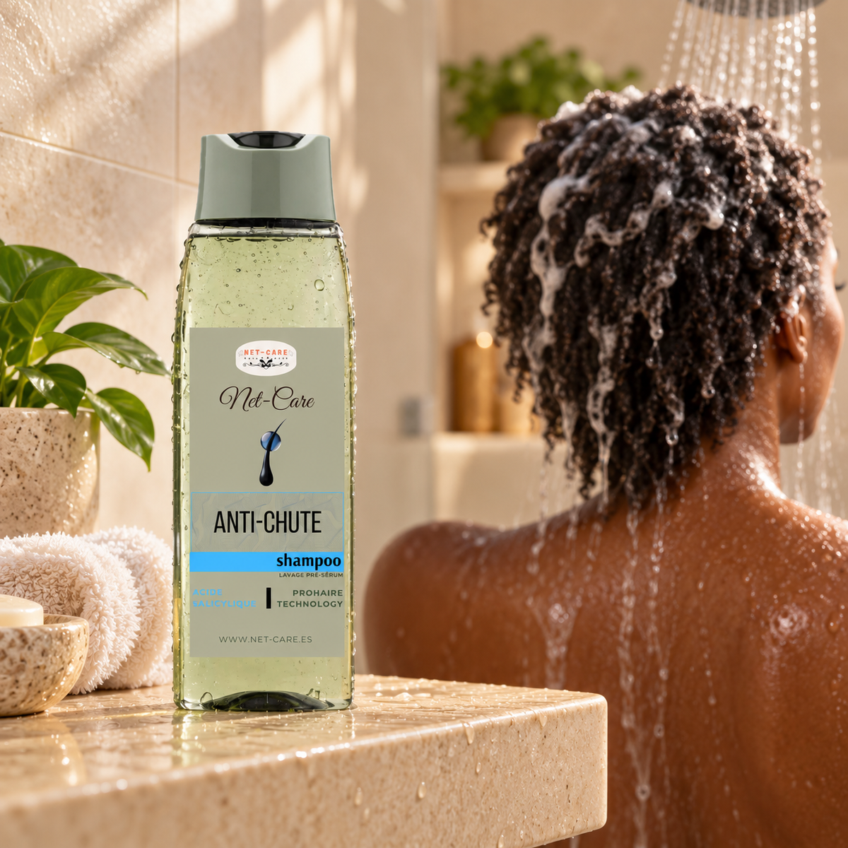 Champú Anti-Chute en uso real en la ducha
