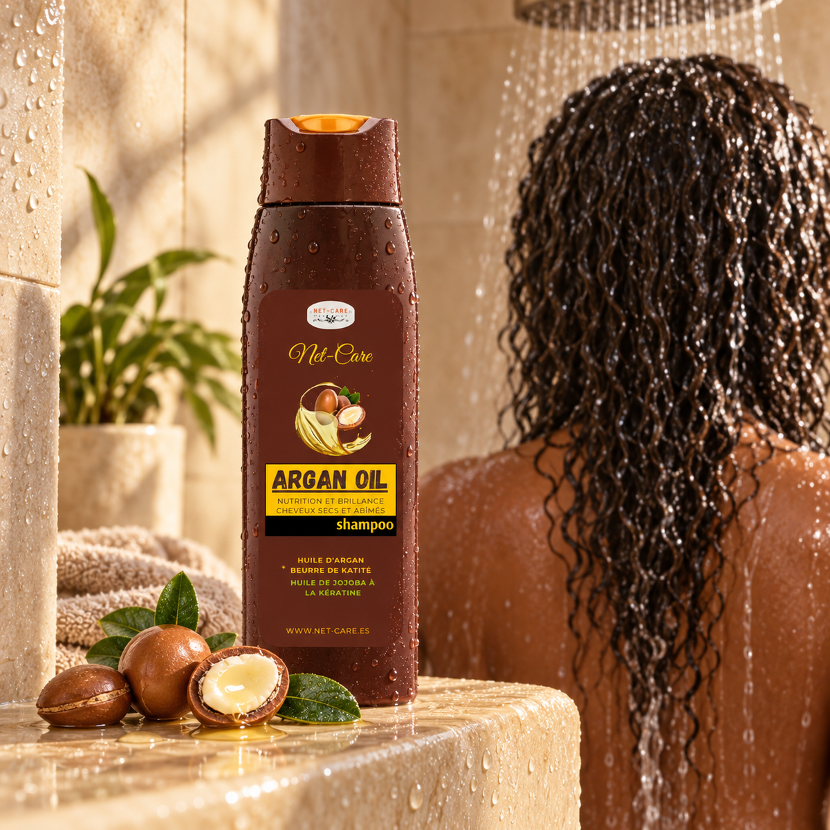 Champú Argan Oil en uso real en la ducha